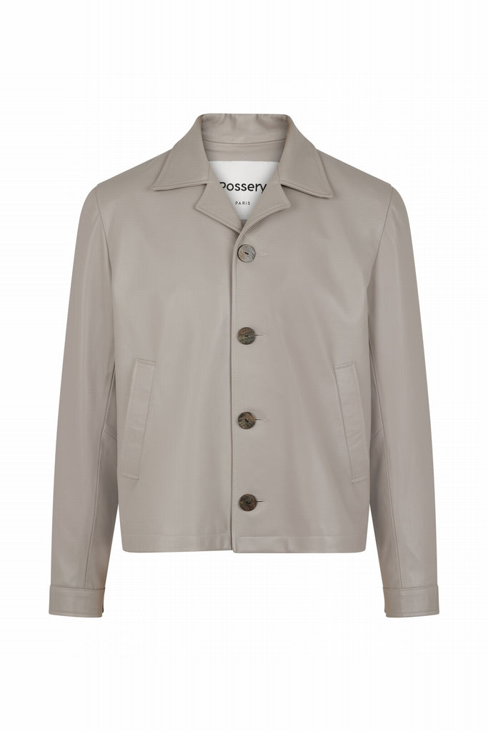VESTE EN CUIR BOUTONNÉE M/L - TOLEDO WAXY GREIGE