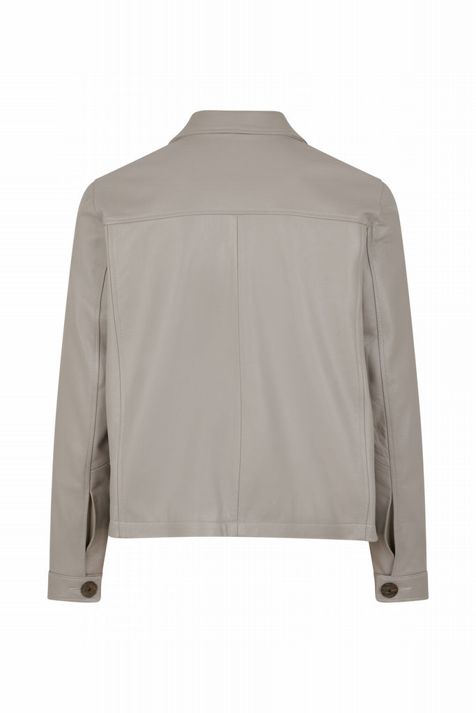 VESTE EN CUIR BOUTONNÉE M/L - TOLEDO WAXY GREIGE