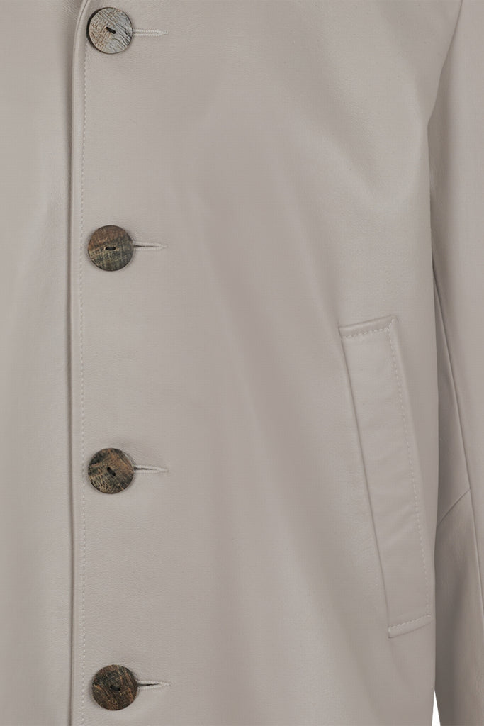 VESTE EN CUIR BOUTONNÉE M/L - TOLEDO WAXY GREIGE