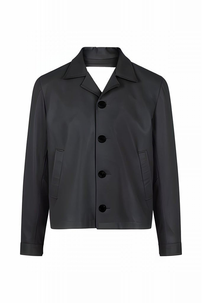 VESTE EN CUIR BOUTONNÉE M/L - TOLEDO WAXY NOIR