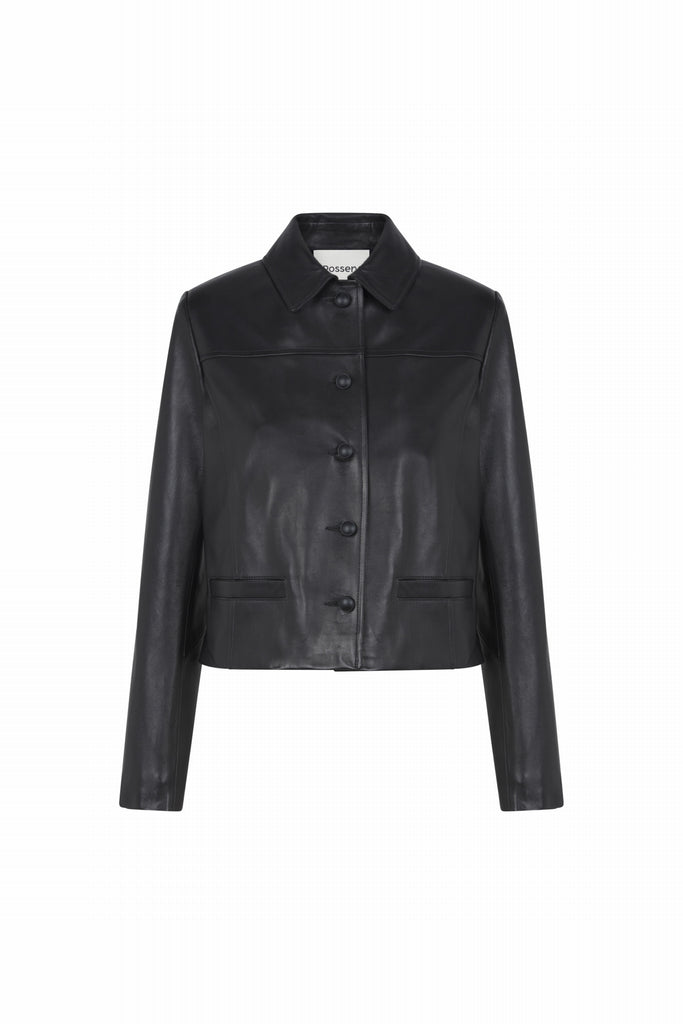 VESTE EN CUIR COEUR FLEURI - WINDSOR FLEURS NOIR