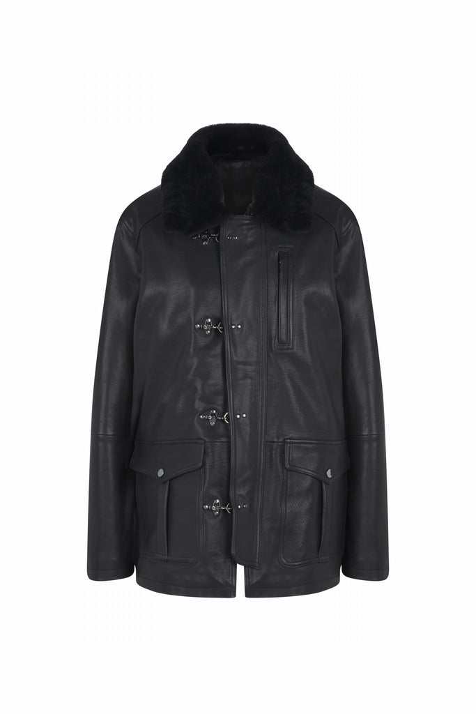 VESTE EN CUIR CROISÉE - KINGSEY NOIR