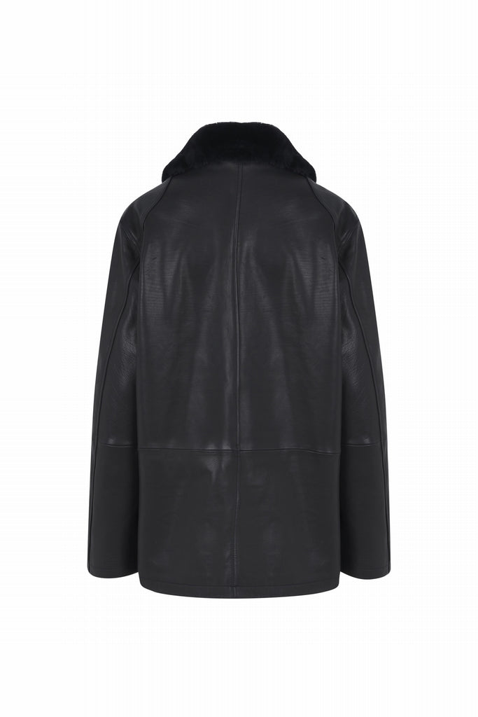 VESTE EN CUIR CROISÉE - KINGSEY NOIR