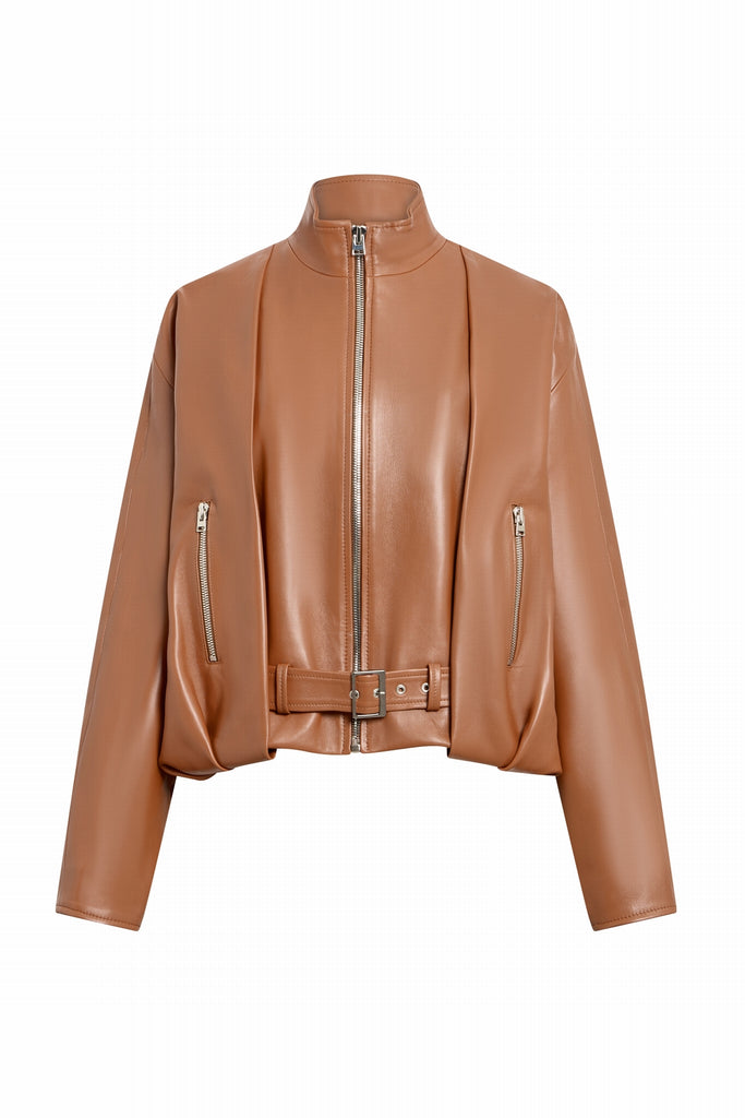 VESTE EN CUIR OVERSIZE - UPPSALA WAXY ALEZAN