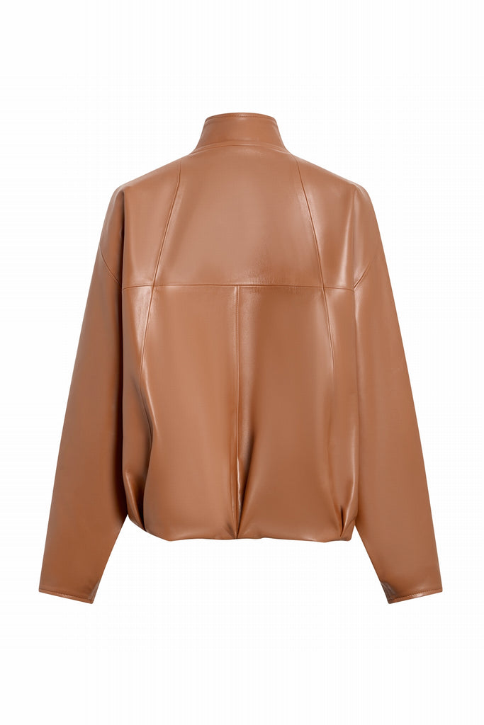 VESTE EN CUIR OVERSIZE - UPPSALA WAXY ALEZAN
