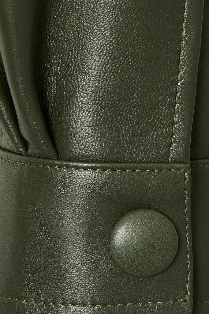 VESTE EN CUIR OVERSIZE - VIRSTA WAXY VERT FORET