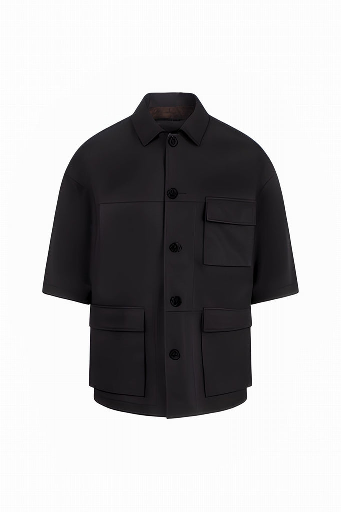 VESTE EN CUIR TRAVAILLEUR - SANTANDER WAXY NOIR