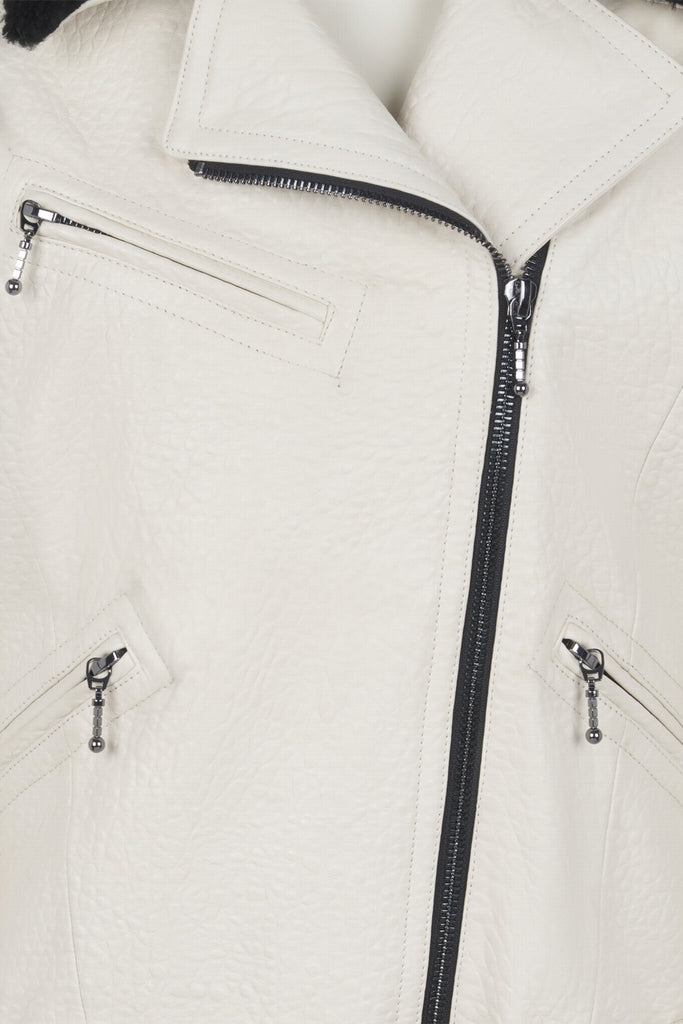 VESTE PERFECTO EN CUIR GRAINÉ - NIAGARA BLANC