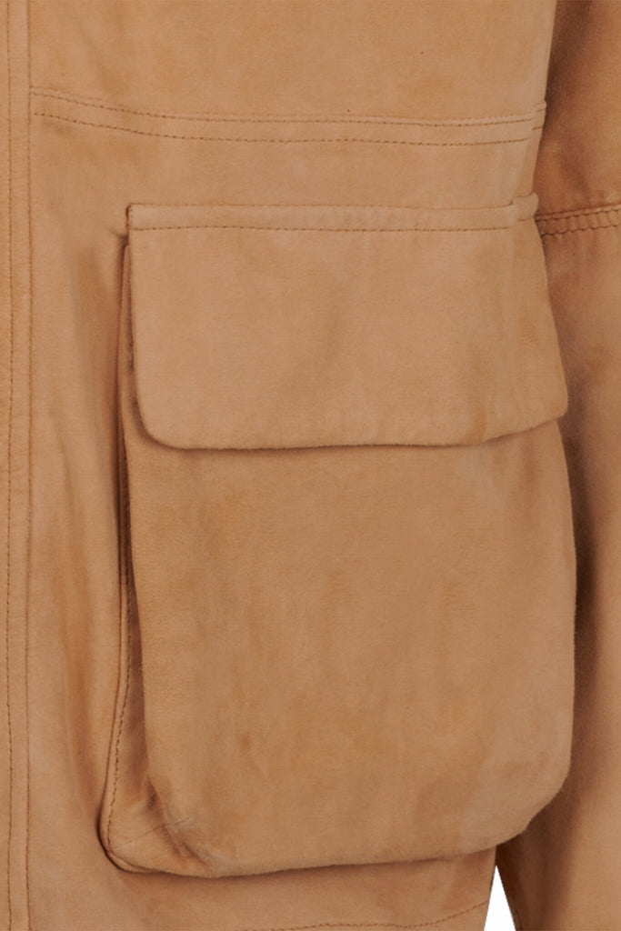 VESTE SAHARIENNE EN DAIM - JEREZ VEL BISCUIT